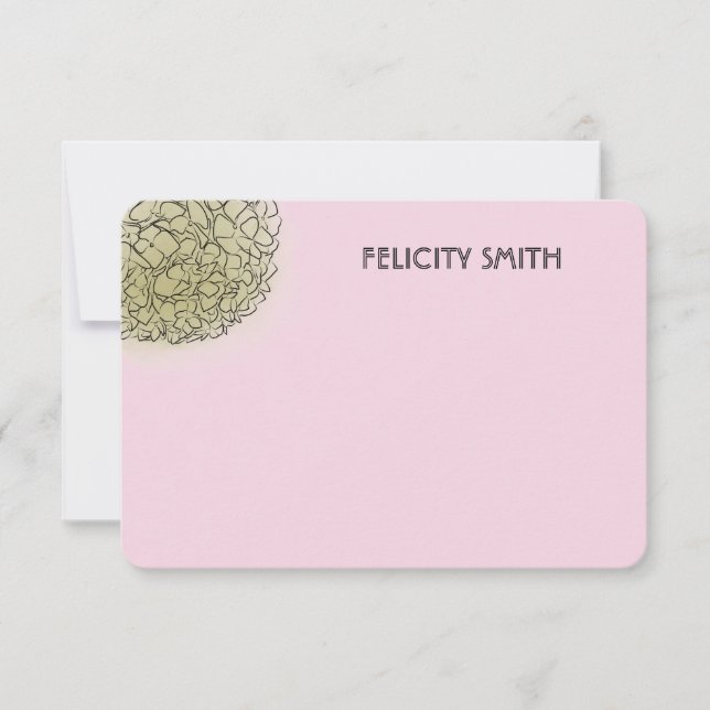 Elegant Hydrangea Personalized Stationery Pink Note Card (Front)
