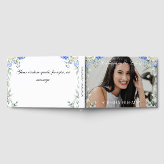 Elegant Hydrangea Photo Funeral Sign In Book