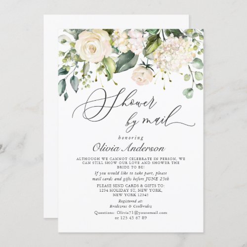 Elegant Hydrangea Roses Bridal Shower By Mail Invitation