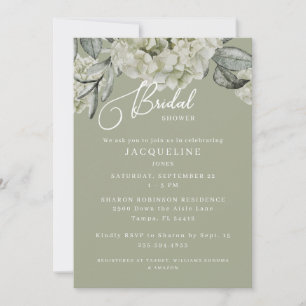 Elegant Hydrangea Sage Bridal Shower Invitation