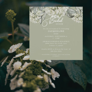 Elegant Hydrangea Sage Square Bridal Shower II Invitation