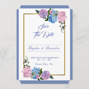 Elegant Hydrangea Save The Date card