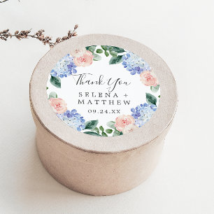 Elegant Hydrangea Thank You Wedding Favor Sticker