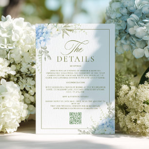 Elegant Hydrangea Wedding Details Enclosure Card