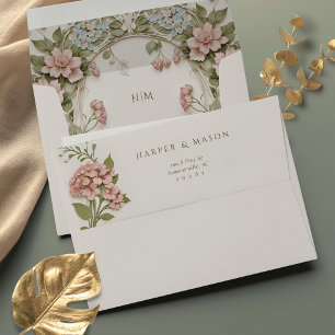 Elegant Hydrangea Wedding Envelope