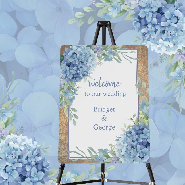 Elegant Hydrangea Wedding Typography welcome Foam Board (Creator Uploaded)