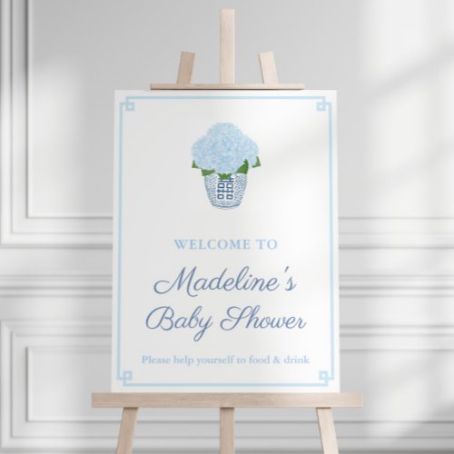 Elegant Hydrangeas Ginger Jar Baby Shower Welcome Foam Board