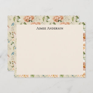 Elegant Hydrangeas Peonies Floral Pattern Frame Note Card