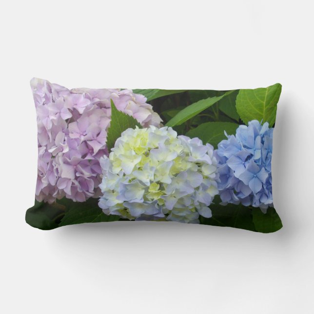 Elegant Hydrangeas purple blue pink floral Lumbar Pillow (Front)