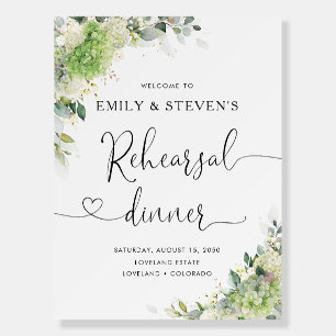 Elegant Hydrangeas Rehearsal Dinner Foam Boards