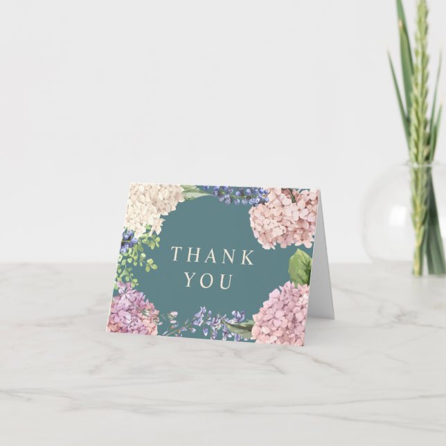 Elegant Hydrangeas Thank You Cards (Front)