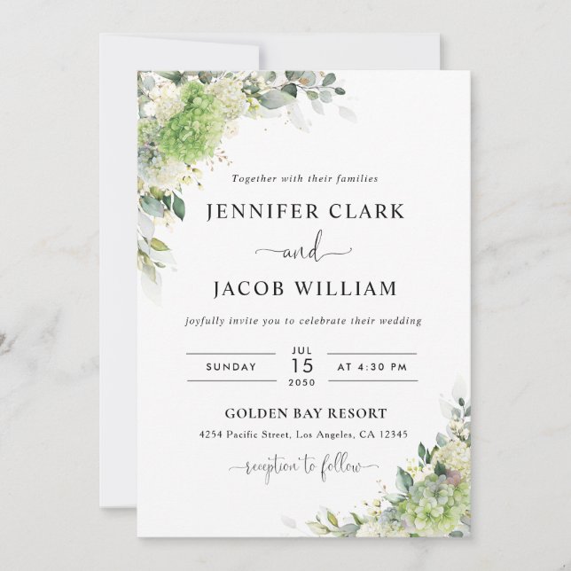 Elegant Hydrangeas Wedding Invitation (Front)