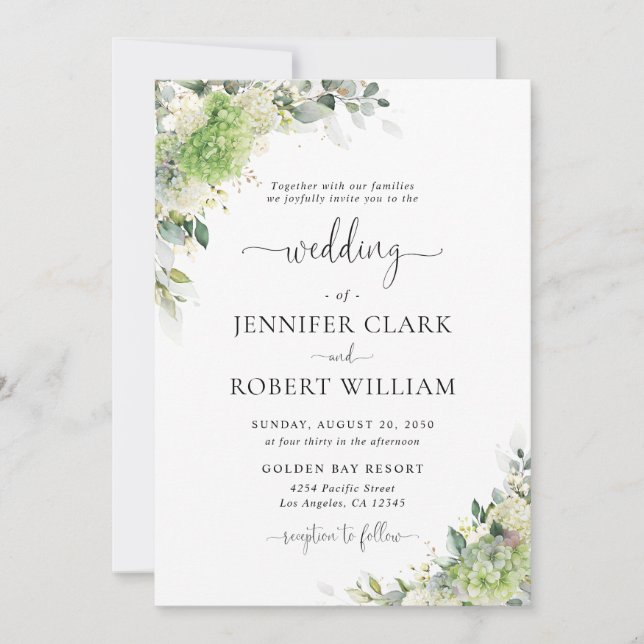Elegant Hydrangeas Wedding Invitation (Front)