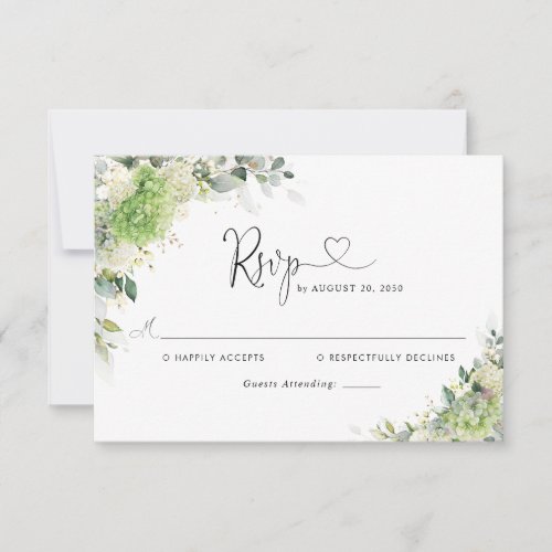 Elegant Hydrangeas Wedding RSVP Card