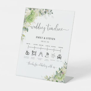 Elegant Hydrangeas Wedding Timeline Sign