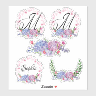 Elegant Hydrangeas   Wreaths   Monogram   Letter M Sticker