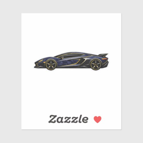 Elegant Hypercar Silhouette Gold Geometric Sticker