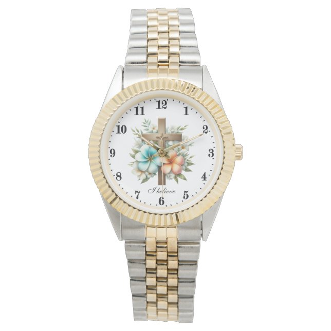 Elegant I believe Cross Religious  Watch (Front)