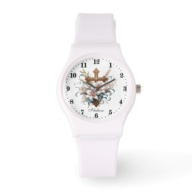 Elegant I believe Cross Religious  Watch (Front)