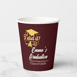 ELegant I did it Success Graduation Party  Paper Cups