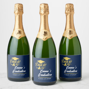 ELegant I did it Success Graduation Party Sparkling Wine Label