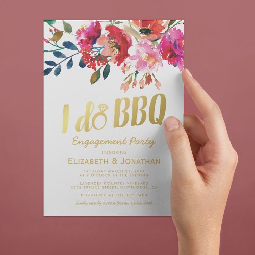 Elegant I Do BBQ Engagement Party Invitation