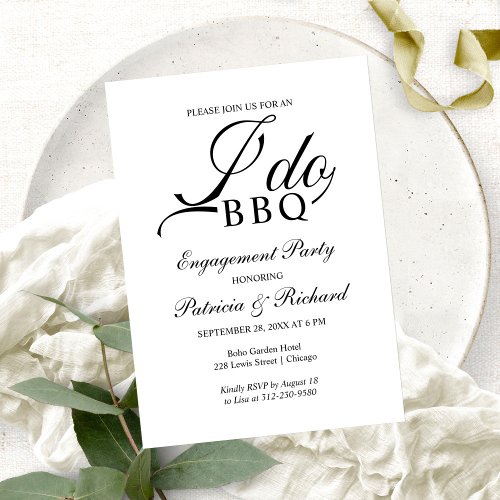  Elegant I DO BBQ Engagement Party Invitation
