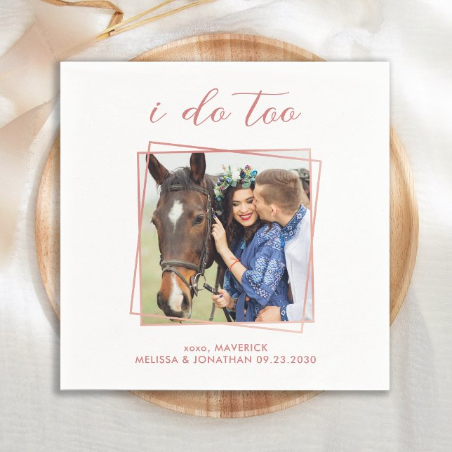 Elegant I Do Too Rose Gold Photo Pet Wedding Napkins (Creator Uploaded)
