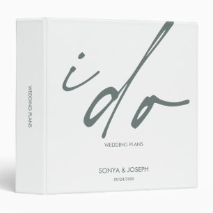 Elegant I Do Typography Custom Name Wedding Plans 3 Ring Binder