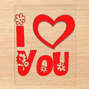 Elegant I Love You Minimalist Red Acrylic Enclosure Card