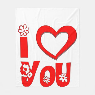 Elegant I Love You Minimalist Red Fleece Blanket