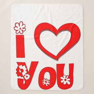 Elegant I Love You Minimalist Red Sherpa Blanket