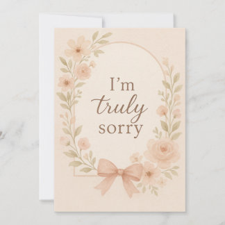 Elegant “I’m Truly Sorry” Flat Card | Watercolor F