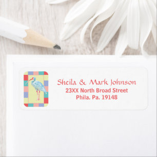 Elegant Ibis Bird Pastel Coastal Art Design Label