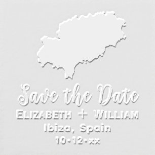 Elegant Ibiza Spain Map Wedding Save the Date Embosser