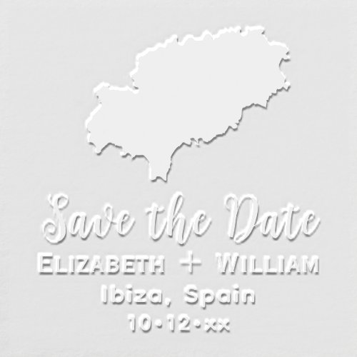 Elegant Ibiza Spain Map Wedding Save the Date Embosser