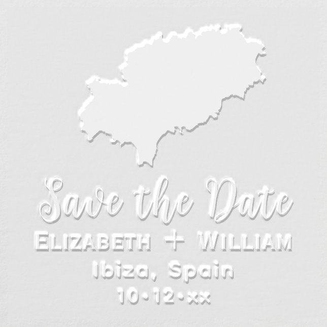 Elegant Ibiza Spain Map Wedding Save the Date Embosser (Design)