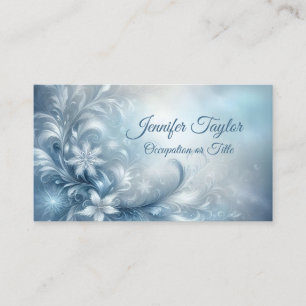 Elegant Ice Blue Floral Frost Professional  Business Card