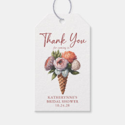 Elegant Ice Cream Floral Bridal Shower Thank You Gift Tags