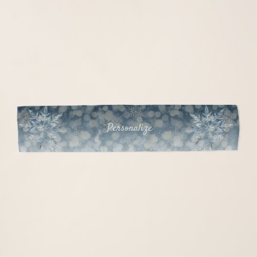 Elegant Ice Crystals Blue  White Personalize Scarf