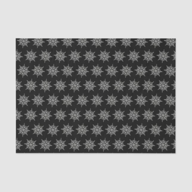 Elegant Ice Crystals Pattern on Black Tissue Paper (Front)