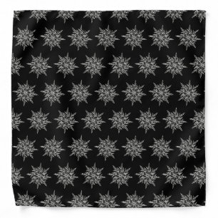 Elegant Ice Crystals Snowflakes Pattern on Black Bandana