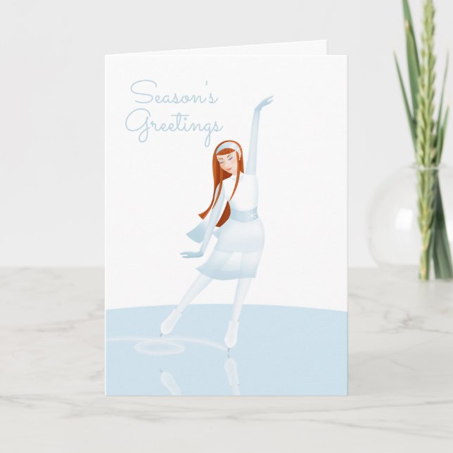 Elegant Ice Skater Folded Holiday Card (Front)