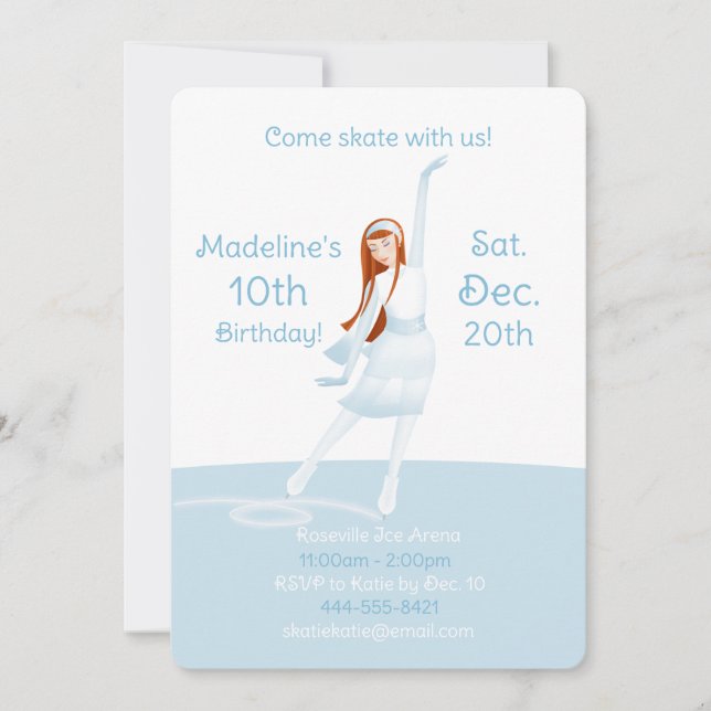 Elegant Ice Skating Party Invitation (Front)