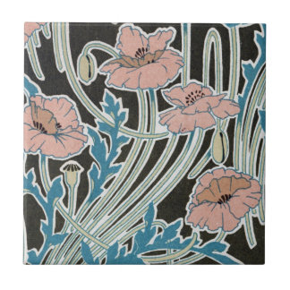 elegant icelandic poppies art nouveau design tile