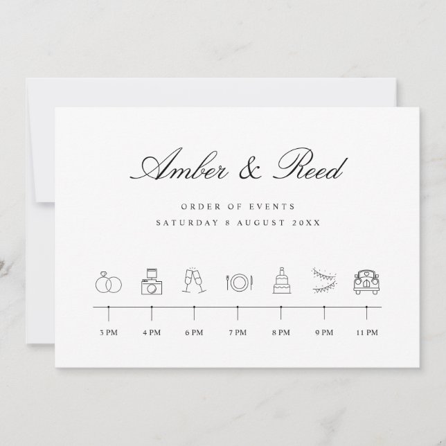 Elegant Icons Wedding Timeline Order of Events  (Front)