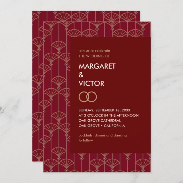 Elegant Ikat pattern Wedding Invitation (Front/Back)