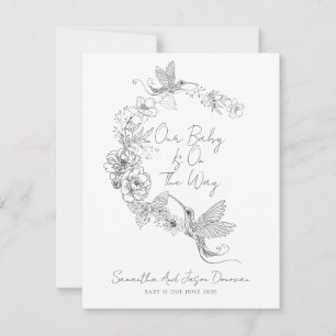 Elegant Illustrated Floral Wreath Pregnancy Announcement