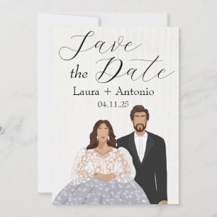 Elegant Illustrated Spanish Couple Save The Date