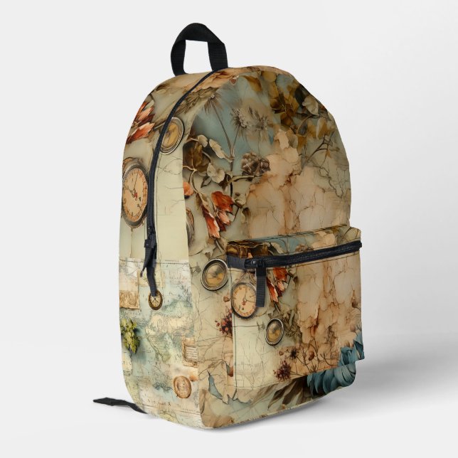 Elegant illustration classic world map Antique Printed Backpack (Back Corner Left)